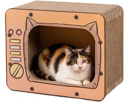 Krabplank voor katten - Krabmeubel karton - Meubels beschermen - TV-vorm design - 42 x 32 x 11 cm - Oranje