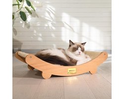 Krabplank: Krabplank voor katten - Krabmeubel - Klauwen slijpen - Gebogen design - 60 x 35 cm - Beige