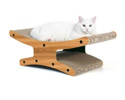 Krabplank voor katten met kattenmand - XL dubbelzijdige krabplank voor binnenkatten 56x26x20cm - Stevige krab-, rust- & ligplaats met speelbal