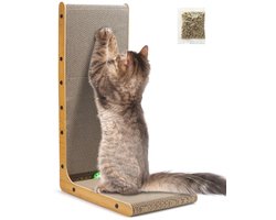 Krabplanken kat kattenspeelgoed zelfstandig werken L-vormige krabplank voor grote katten speelgoed accessoires 68 cm hoge kattenkrabplanken met bal krabplank voor binnen muur en hoek kattenkrabplank