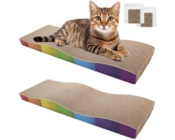 Krabplanken voor katten, 2 stuks duurzaam krabkarton voor katten met kattenkruid, recyclebaar kattenkrabplankkarton 62,9 * 21,5 * 4,8 cm, krabplanken voor katten voor klauwverzorging