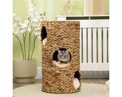 Krabton: Krabton 40 cm x 73 cm - 3 niveaus - Waterhyacint en metaal - Hellbruin en crèmewit - Met 3 ingangen