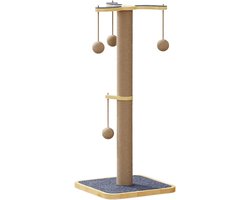 Krabton met Bal - Kattenkrabpaal Speeltoren - Meubels Beschermen - Stabiele Wiebelvrije Constructie - 75 x 33 x 33 cm