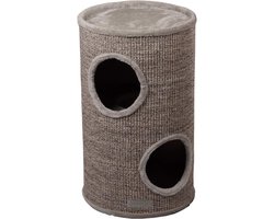Krabton met Hol en Sisal - Stabiele Krabmeubel voor Katten S Grijs
