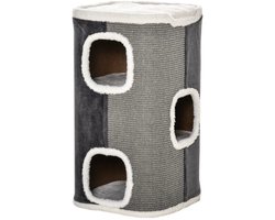 Krabton: Krabton voor katten - Kattenhuis - Voor buiten - Hok - Kooi - Bench - Ren - duurzaam - Grijs en wit