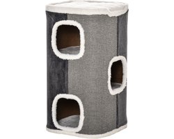 Krabton voor katten - Krabpaal -Kattenspeelgoed - Kattenspeeltjes - Kat - Kattenkrabpaal - Grijs/wit - 40 x 40 x 74 cm