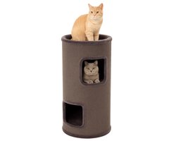 Krabton voor katten – Krabton Enes Grijs M – 42x42x90 cm – luxe krabmeubel met 3 verdiepingen – Flamingo First Class Selection