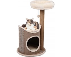 Krabton voor katten – Krabton met Krabpaal George Beige & Naturel & Lichtbruin L – 68x49x90 cm – luxe krabmeubel met 2 verdiepingen en extra krabpaal – Flamingo