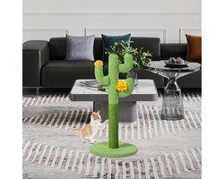 Krabton: Krabtoren Cactus - Kattenkrabpaal - Katten spel - Uniek Cactus Design - 60x30x30 cm - Groen