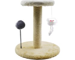 Krabtoren voor katten - Krabpaal activiteitenboom - Katten vermaken - Multifunctionele speelruimte - 26 x 26 x 28 cm - Beige