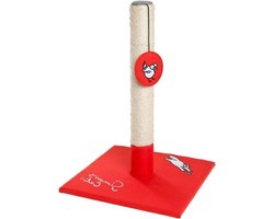 Krabpaal: Krabzuil - Kattenkrabpaal - Krabben en Spelen - Robuuste Afwerking - 38 x 38 x 55 cm - Rood