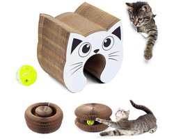 Kratplaat voor katten, 21 x 21 x 10 cm, golfvormig en slijtvast, vulbaar met kattenkruid, ideaal voor kleine katten en krabben.