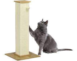Kratzbaum - 38 x 38 x 80 cm - Inkl. Spielzeug, Katzenkratzbaum, Kletterbaum - Sisal & Natur - Beige