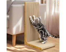Krabplank: L Shape Scratch Mat - 66cm Cardboard Cat Scratcher - Wall Mounted Vertical Scratching Post - Duurzaam Karton voor Binnenkatten - Bescherming van Meubels