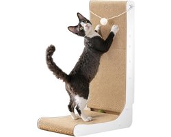 L Shaped 68cm Reinforced Cat Scratching Post with Balls - Large Wall Mounted Cat Toy for Furniture Protection
