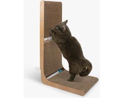 L-vormige krabplank 68 cm voor katten - robuuste krabplank met speelbal van karton - tegen muur - groot formaat - klauwverzorging