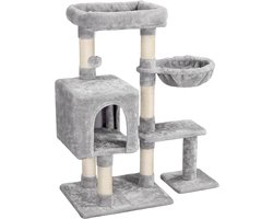 Lichtgrijze Kattenkrabpaal met Mand en Hol - Klimboom voor Katten