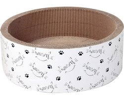 Lievelingskrabkarton voor katten incl. kattenkruid - Ø 43 cm hoogte 155 cm - natuurlijk materiaal wit
