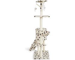 Lifa Living krabpaal - Krabpaal voor katten - Kattenpaal - 42x60x138,5 cm - creme/zwart