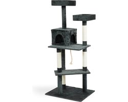Lifa Living Krabpaal XXL - Krabpaal voor katten - Sisal, Pluche en Hout - Antraciet - 150x70x50cm