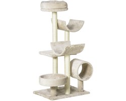 Lifero Krabpaal voor Katten - Kattenkrabpaal - Kattenboom - 50 x 40 x 105 cm - Met Speeltunner en Hangbal - Beige Kattenhuis