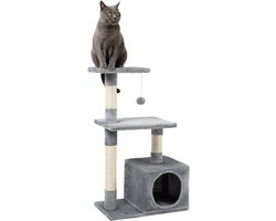 Krabpaal: lionto kattenkrabpaal 85 cm, ruimtebesparend & met sisalstammen, lichtgrijs