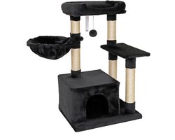 Krabpaal: lionto kattenkrabpaal 85 cm, zacht pluche & met meerdere ligplekken, zwart