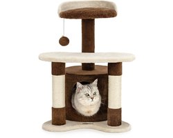 Krabpaal: lionto kattenkrabpaal, knus huisje, sisal & speelbal, 65 cm bruin/beige