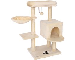 Krabpaal: lionto Kattenkrabpaal, met grot, ligbed & sisalpalen, beige