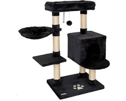 Krabpaal: lionto Kattenkrabpaal, met grot, ligbed & sisalpalen, zwart
