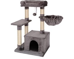 Lionto Krabpaal voor Katten - Hoogte 85 cm - Sisal & Pluche - Donkergrijs - Geschikt voor Kleine & Grote Katten Krabpaal