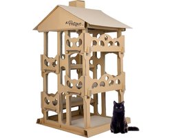 Luxe Kartonnen Kattenhuis met Krabmogelijkheden