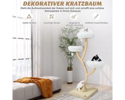 Krabpaal: Luxe kattenboom - 178 cm hoog - 3 ligplekken en krabpalen