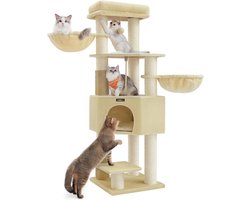 Luxe Krabpaal 160cm Hoog met Zelfverwarmende Dekens en Krabpalen voor Grote Katten