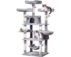 Luxe Krabpaal – Voor Katten – Kattenpaal – Kattenboom – Krabton – Cat Tree – Cat Tower – Voor Grote en Zware Katten – P2 Gecertificeerd – Lichtgrijs