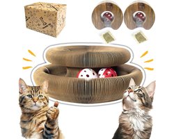 Magische orgelkattenkrabplank met bel - opvouwbaar accordeonspeelgoed voor huiskatten - versterkte golfkartonnen krabplank - 2 stuks