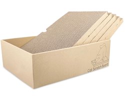 Magrimaxio 5-pack krabplanken voor katten, krabkarton voor katten, golfkarton, recyclebaar, krabplank voor katten 43 x 25,4 x 12,7 cm, dubbelzijdige krabplank voor katten, krabpaal voor katten om te slapen, spelen en krabben
