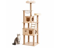 Krabpaal: Maomi&trade; Kattenboom XXL - 185CM - met Huisjes, Krabpalen & Ligplekken &ndash; Krabpaal - Krabpaal voor grote katten - krabpaal hout - Katten - Krabplank
