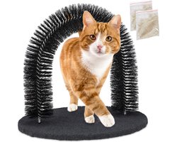 massageborstel kat - 2 zakjes kattenkruid - 34 x 36 x 28,5 cm - kattenboog met borstels