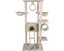 maxxpro Krabpaal - Kattenspeelgoed - 165 CM - Kattenpaal - met Kattenhuis en Kattentunnel - voor Grote en Kleine Kat - Sisal - Beige