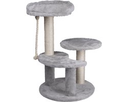 maxxpro Krabpaal - Krabpaal voor Katten - Kattenspeelgoed - 62 CM - 3 Platformen - Speeltouw - Sisal - Grijs