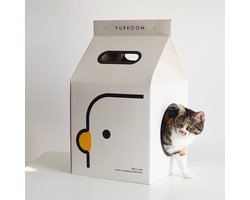 Melkbox kattenkrabber - melkfles krabkarton - kattenhuis met krab-bed - krabplank, krabmat, krabmeubel voor katten - binnen golfkarton- hoek - 32x32x58cm
