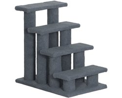 Merax Hondentrap en Kattentrap 4 Treden – Grijs Huisdieren Trap – Pluche – 60 cm Hoog