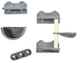 Merax Katten Klimwand 4 Delig - Wand Krabpaal met 3 Niveaus - Wand Platform - Katten Trap - Hangmat Ligmand - Sisal Krabpalen - Grijs - Voor Katten tot 5 kg