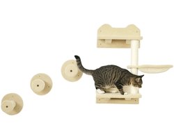 Merax Krabpaal 73 cm – Kletterwand Kattenklimset met Krabpaal Hangmat en Wandtrappen – 40x28 cm