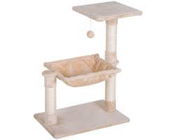 Merax Krabpaal – Kattenboom – Sisal Paal – Pluche Hangmat – Kattenmeubel – Beige – 50 x 36 x 70 cm