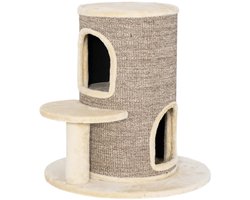 Merax Kratzton – 2 Lagen – Krabmat – Platform – Speeltoren voor Katten – Beige – 60 x 60 x 61 cm