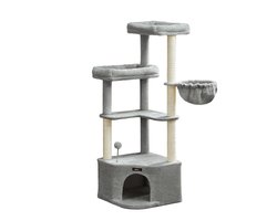 Krabpaal: Merkloos Kattenkrabpaal met Speeltjes en Hangmat - 140,7 cm Hoog