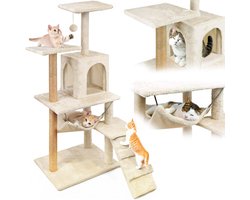 Mersjo Comfort Line - Kattenkrabmeubel - Beige - 6 Niveaus - Speelhuis