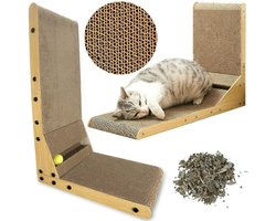 Mersjo Snappy - Hoekige Krabpaal - 60 cm - Met Speelbal - Inclusief Kattenkruid